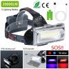 20000LM LED Work Headlamp 3 Lighting Modes Rechargeable Headlights IP65 Waterproof Rotatable Headlights For Cycling Hiking Rescuing Camping