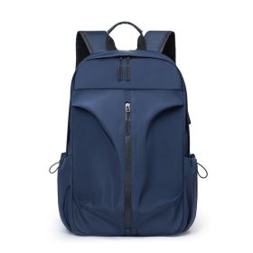 PU Backpack Fashion Large Capacity Men's Casual Backpack Commuter Trend Backpack Student School Bag (Color: Blue)
